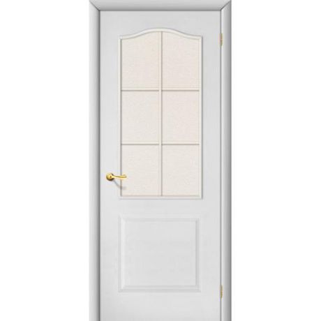 Дверь межкомнатная ламинированная, коллекция 10, Палитра, 2000х800х40 мм., остекленная, СТ-Хрусталик, белый (Л-23)
