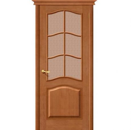Дверь межкомнатная из массива Классическая, М7, 2000х900х40, остекленная, СТ-Ажур Бронза, Светлый Лак (Т-05)