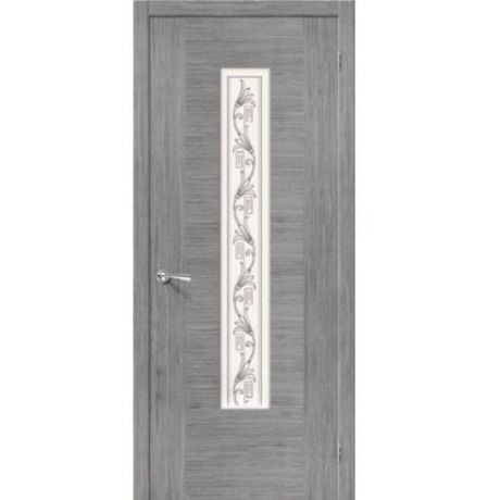 Дверь межкомнатная шпонированная коллекция Стандарт, Рондо, 2000х800х40 мм., остекленная Сатинато Витраж, серый дуб (Ф-16)