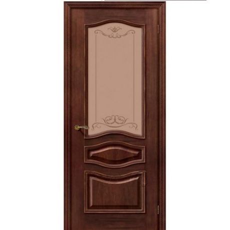 Дверь межкомнатная шпонированная коллекция Элит, Леона, 2000х800х40 мм., остекленная Художественное, голд (Д-25)