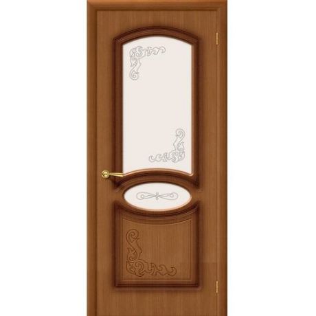 Дверь межкомнатная шпонированная коллекция Стандарт, Азалия, 2000х800х40 мм., остекленная Сатинато Витраж, орех (Ф-11)