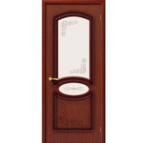 Дверь межкомнатная шпонированная коллекция Стандарт, Азалия, 2000х900х40 мм., остекленная Сатинато Витраж, макоре (Ф-15)
