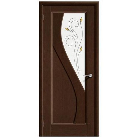 Дверь межкомнатная шпонированная коллекция Комфорт, Сандро, 2000х600х40 мм., остекленная правая Сатинато Полимер, венге (Ф-09)