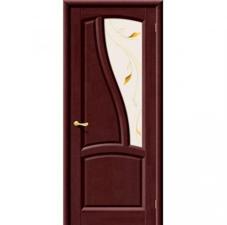 Дверь межкомнатная из массива Классическая, Рафаэль, 2000х600х40, правая, остекленная, СТ-Полимер, Махагон (Т-27)
