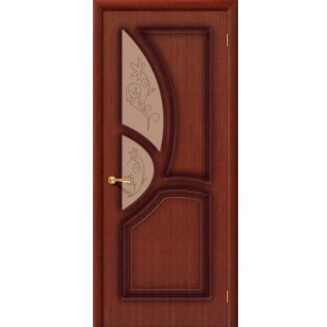 Дверь межкомнатная шпонированная коллекция Стандарт, Греция, 2000х800х40 мм., остекленная Художественное, макоре (Ф-15)