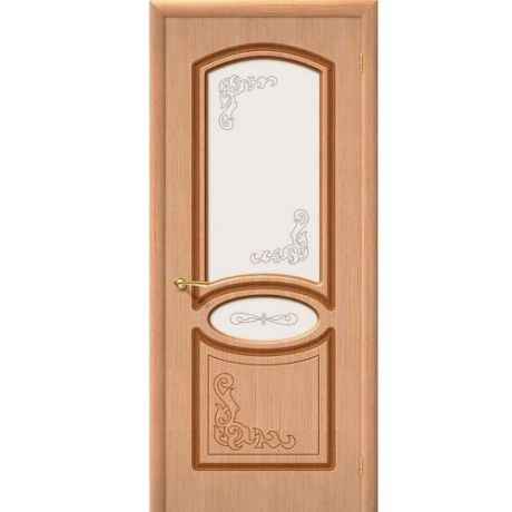 Дверь межкомнатная шпонированная коллекция Стандарт, Азалия, 2000х700х40 мм., остекленная Сатинато Витраж, дуб (Ф-01)