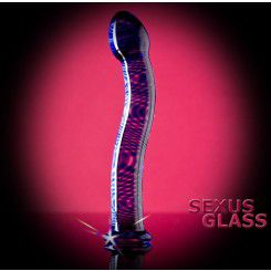 Фаллоимитатор Sexus Glass изогнутый синий - 19 см