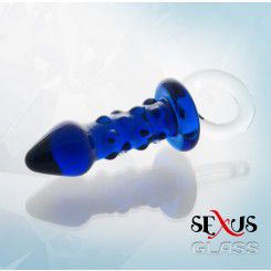 Анальная Втулка Sexus Glass синяя  - 10,5 см.