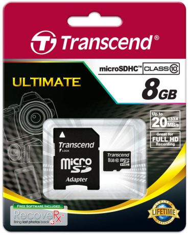 Transcend Micro SDHC 8Гб Class10 Ultimate + адаптер
