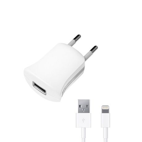 Deppa CЗУ Deppa USB 1 A + Дата кабель 8-pin для Apple MFI Ultra White
