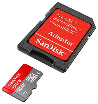 SanDisk MicroSDHC 16GB Class 10 с адаптером