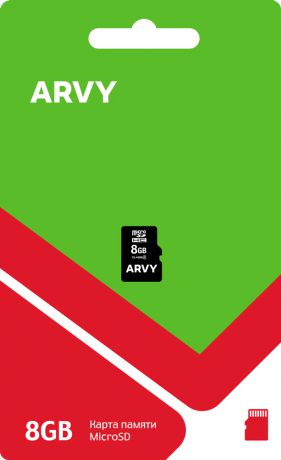 Arvy MicroSDHC 8Гб Class 4 без адаптера S Black