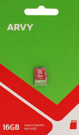 Arvy MicroSDHC 16Гб 4 Сlass без адаптера S Red