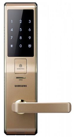 Samsung SHS-H705 FBG/EN (5230) - биометрический дверной замок с ручкой (Gold)