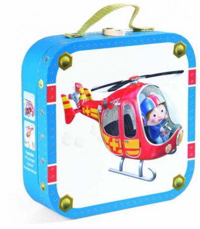 Janod Пилот (J02870) - набор пазлов в квадратном чемоданчике (Blue)