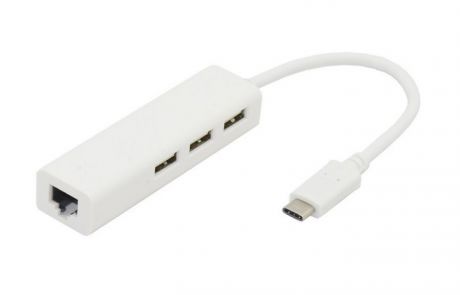 USB Type-C to Ethernet 3 USB Hub - Ethernet адаптер с USB хабом (White)