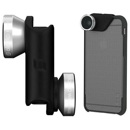 Объектив Olloclip 4-in-1 Lens OC-0000115-EU (Silver Lens/Black Clip) + чехол OlloCase for iPhone 6 Plus (Clear/Dark Gray)