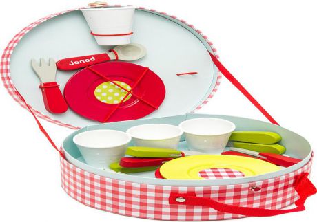 Janod Пикник (J06524) - набор посуды, 21 предмет (Red)