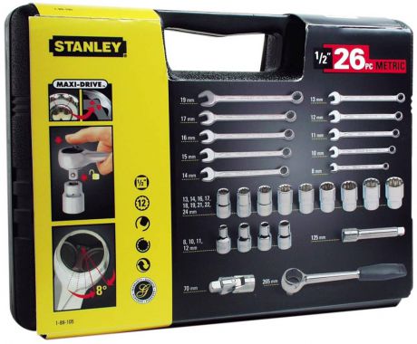 Stanley 1-89-105 - набор торцевых головок 1/2 (26 предметов)