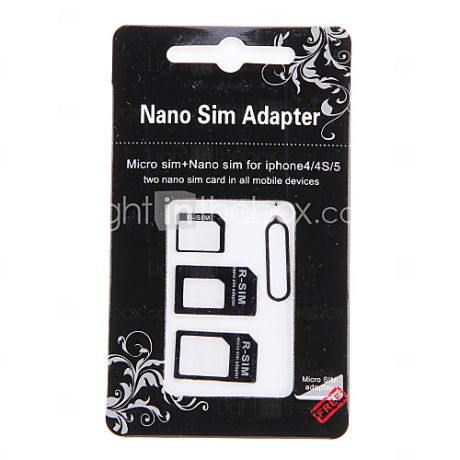 Nano Sim to Micro и Standard Sim Card адаптер для IPhone 4 / 4S / 5 / 5S / 5С и другие (разные цвета), 3-в-одном