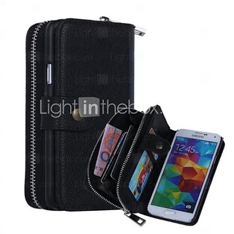 Магнитный, кожаный чехол на молнии с карманом для карточек для Samsung Galaxy S5
