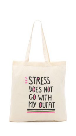 Zhuu Объемная сумка с короткими ручками с надписью «Stress Does Not Go with My Outfit»