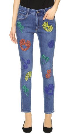 Stella McCartney Узкие джинсы-бойфренды с вышивкой
