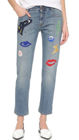 Stella McCartney Узкие джинсы-бойфренды с нашивками