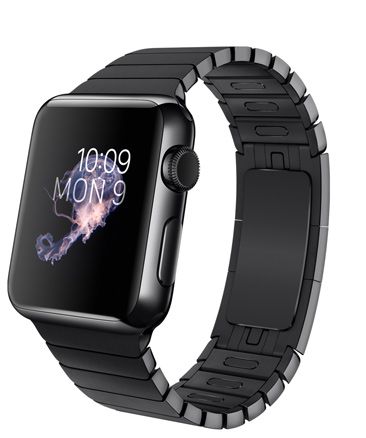 Часы Apple Watch Корпус 38 мм из нержавеющей стали цвета «чёрный космос», блочный браслет «чёрный космос»