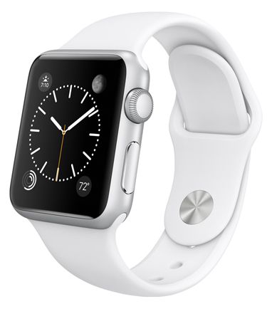Часы Apple Watch Sport Корпус 38 мм из серебристого алюминия, белый спортивный ремешок