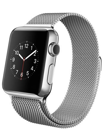 Часы Apple Watch Корпус 38 мм из нержавеющей стали, миланский сетчатый браслет