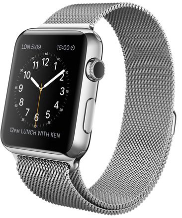 Часы Apple Watch Корпус 42 мм из нержавеющей стали, миланский сетчатый браслет