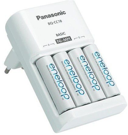Зарядное устройство Panasonic Basic (K-KJ18MCC04E) для 2 или 4 акк АА/ААА Ni-MH, 10 часов + 4шт ААА 750 мАч