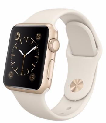 Часы Apple Watch Sport Корпус 38 мм из золотистого алюминия, мраморно-белый спортивный ремешок
