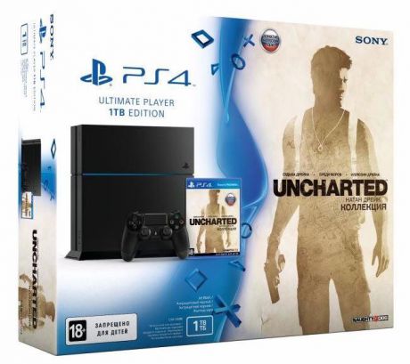 Игровая приставка Sony PlayStation 4 1TB (Матовая черная) + игра Uncharted