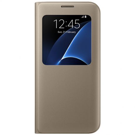 Чехол Samsung S View Cover для Galaxy S7 Edge (Золотой) EF-CG935PFEGRU