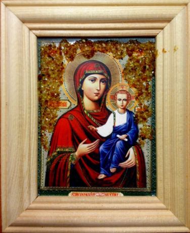 Икона янтарная Смоленская Пресвятая Богородица КЯН-1-309