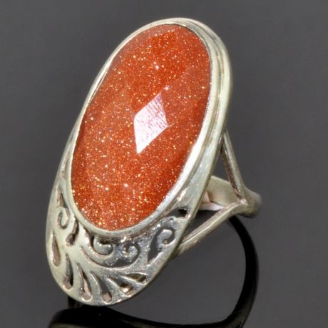 Кольцо серебро с авантюрином "Княжна"