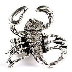 Кольцо со стразами  "Скорпион"