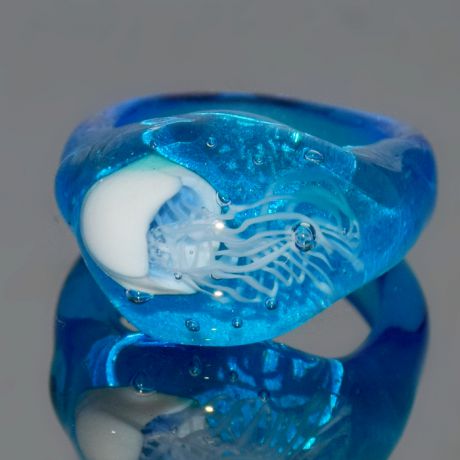 Кольцо из муранского стекла ручной работы "Медуза"