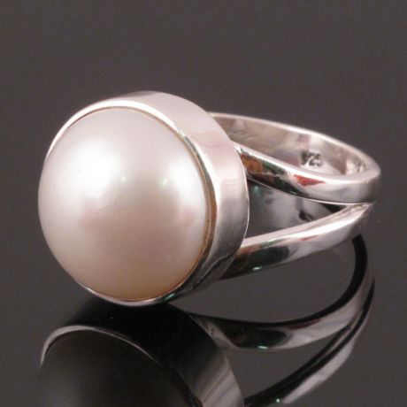 Кольцо серебро с жемчугом "Галос"