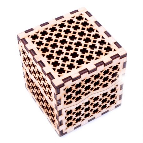 Шкатулка резная деревянная "Куб"