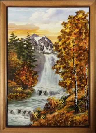 Картина с янтарем "Пейзаж"