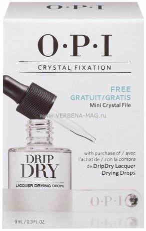 OPI Набор Crystal Fixation Капли - Cушка для лака 9 мл DripDry + Кристальная Пилка
