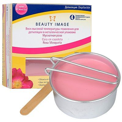 Beauty Image Горячий воск в круглой металлической упаковке розовый "Мускатная роза"