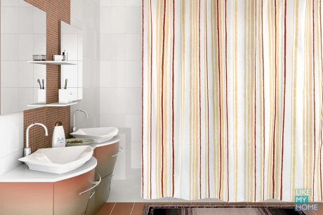 VERRAN Занавеска (штора) для ванной комнаты тканевая 180х180 см Indwen brown VERRAN