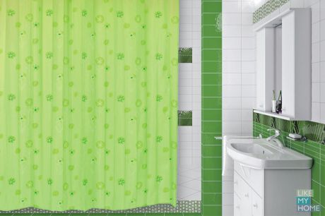 VERRAN Занавеска (штора) для ванной комнаты тканевая 180х180 см Lime VERRAN