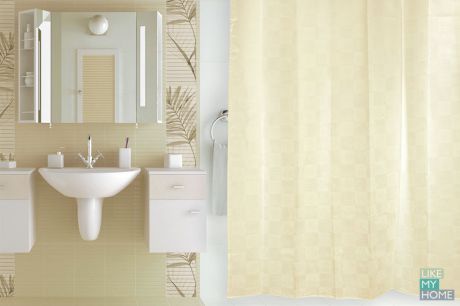 VERRAN Занавеска (штора) для ванной комнаты тканевая 180x180 см Dagha beige VERRAN