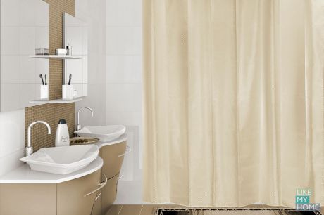 VERRAN Занавеска (штора) для ванной комнаты тканевая 180x180 см Checks sand VERRAN