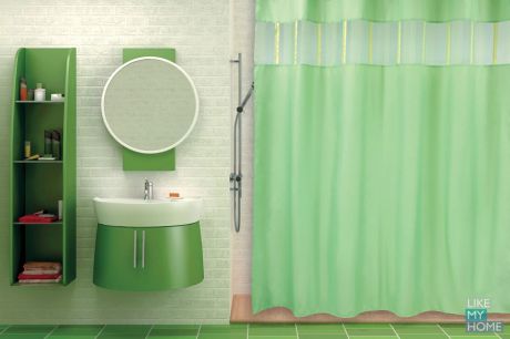 WESS Занавеска (штора) для ванной комнаты тканевая 200x200 см WESS Salsa green